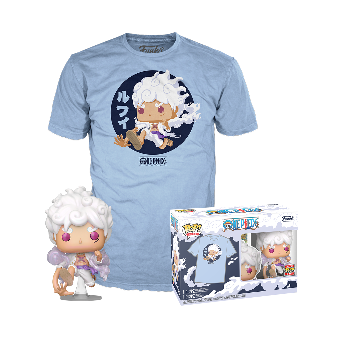 Pop! & Tee Luffy (Gear Five) - Figurine Pop! & Tee One Piece