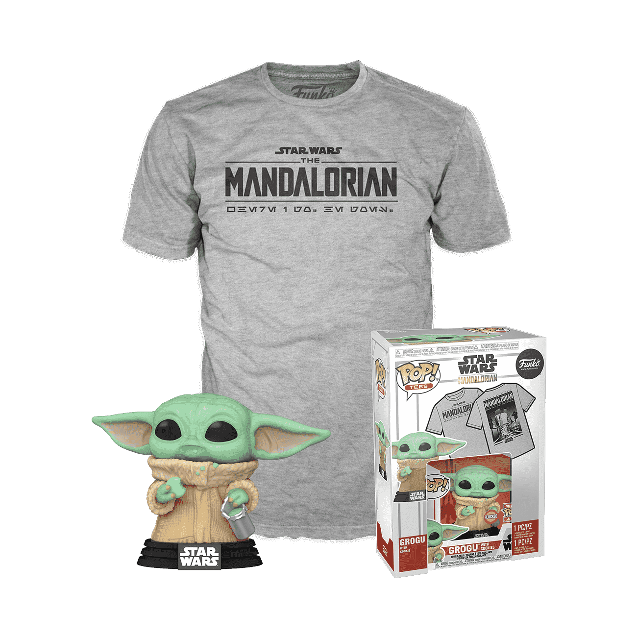 Pop! & Tee The Mandalorian Grogu with Cookies (Flocked) - Figurine Apparel Star Wars
