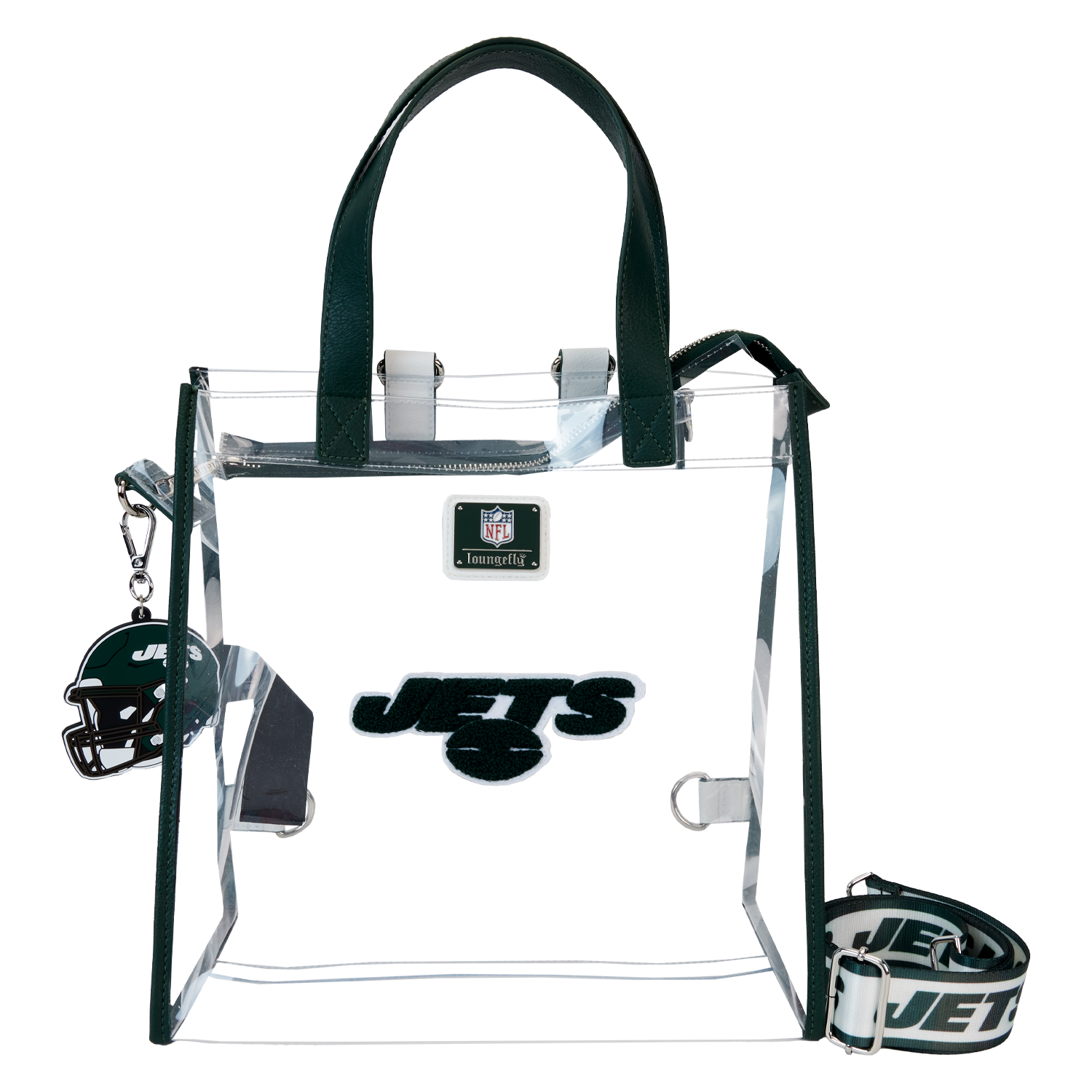 NFL New York Jets Clear Convertible Backpack & Tote Crossbody Stadium Bag - Figurine Bags