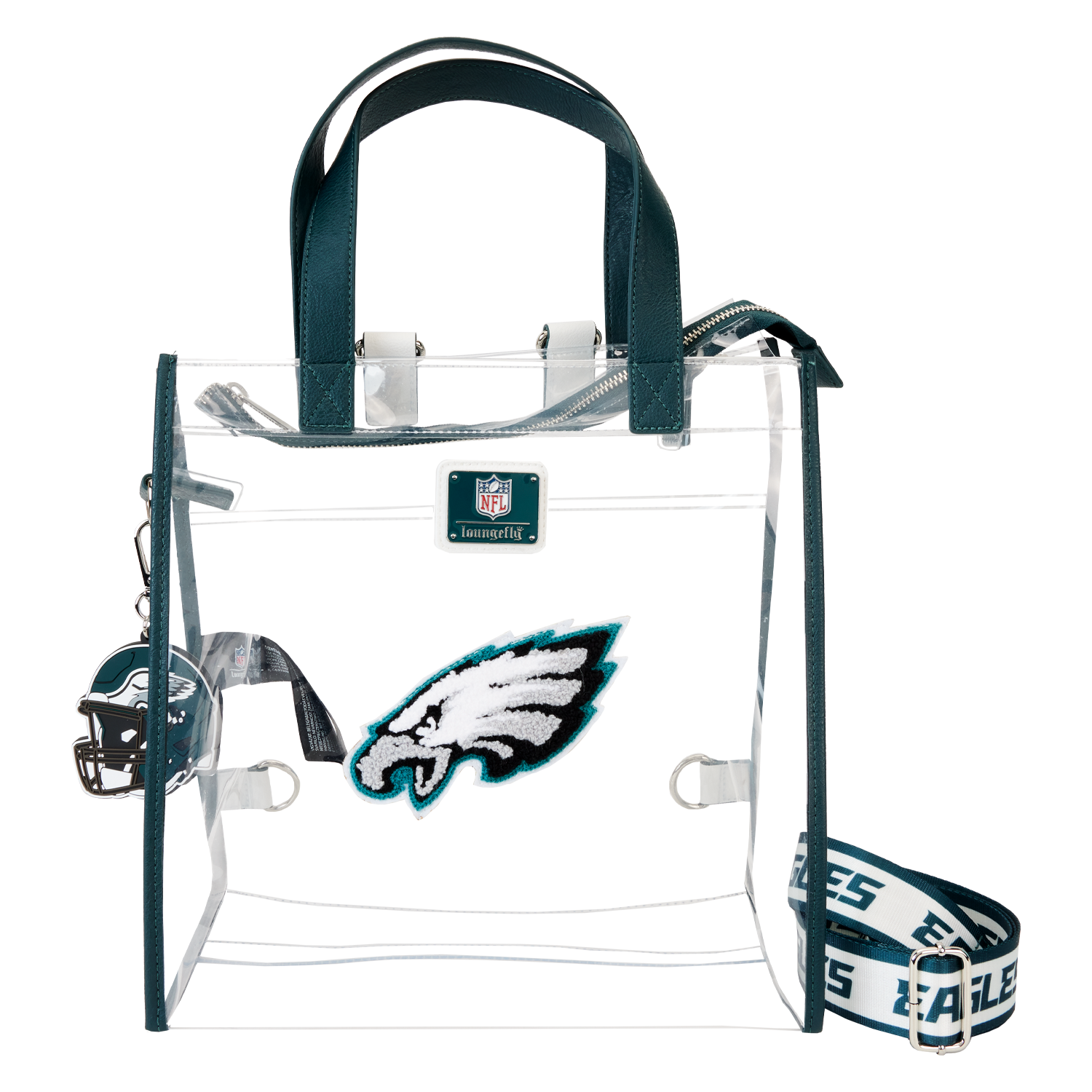 NFL Philadelphia Eagles Clear Convertible Backpack & Tote Crossbody Stadium Bag - Figurine Bags