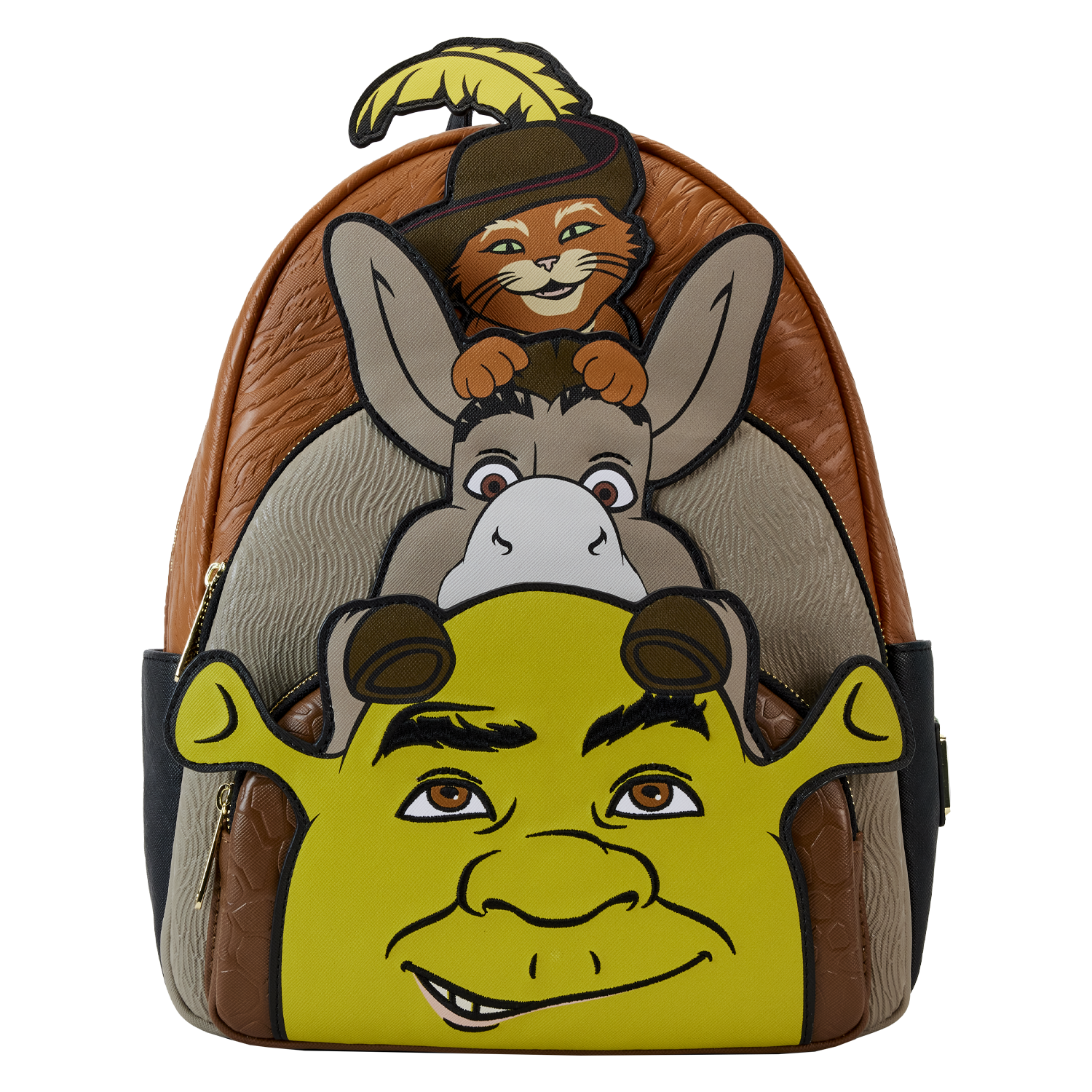 Shrek, Donkey, & Puss in Boots Trio Exclusive Triple Pocket Mini Backpack - Figurine Bags