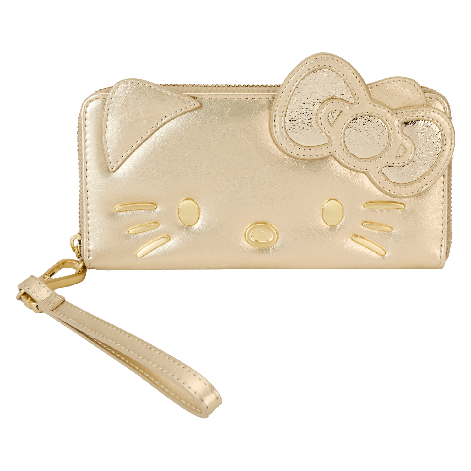 Sanrio Exclusive Hello Kitty 50th Anniversary Gold Wristlet Wallet - Figurine Wallets
